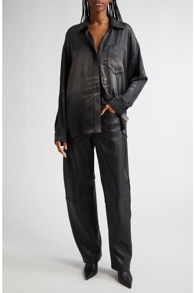 Oversize Button-Up Shirt, Alternate, color, CREASED CHARCOAL