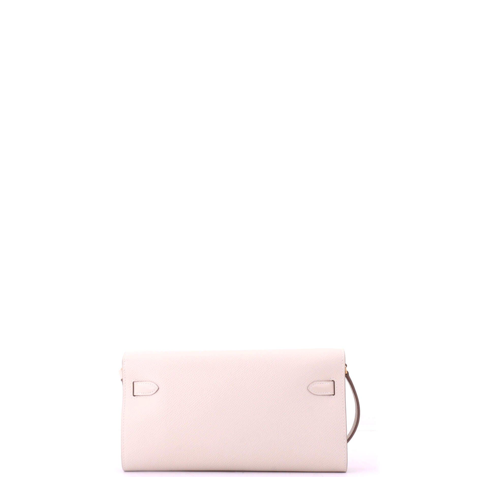 Pre-Owned Hermes Kelly To Go Wallet Epsom, Alternate, color, Craie