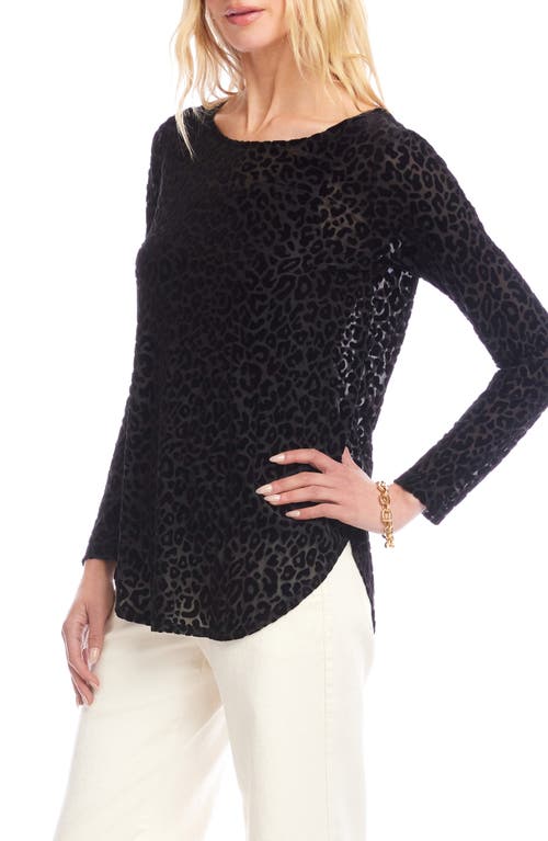 Karen Kane Leopard Spot Velvet Burnout Shirttail Top In Animal Print