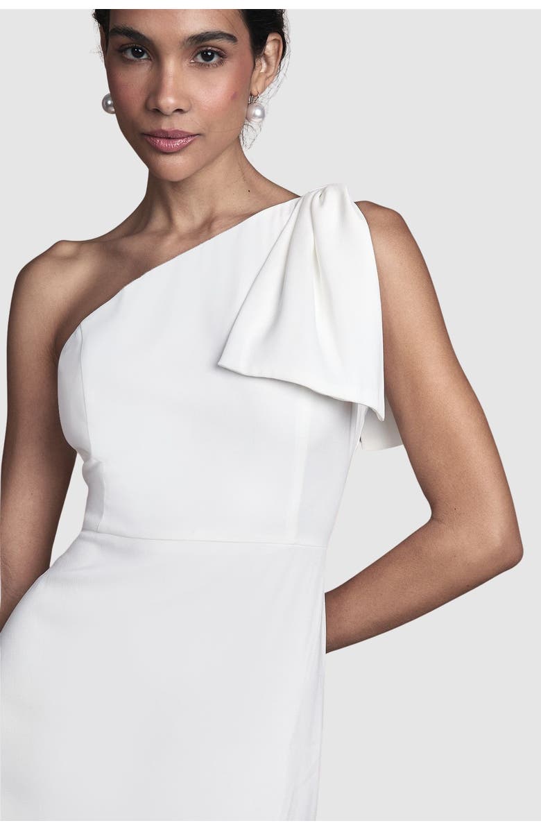 Coast Bow One Shoulder Midi Wedding Dress, Alternate, color, Ivory