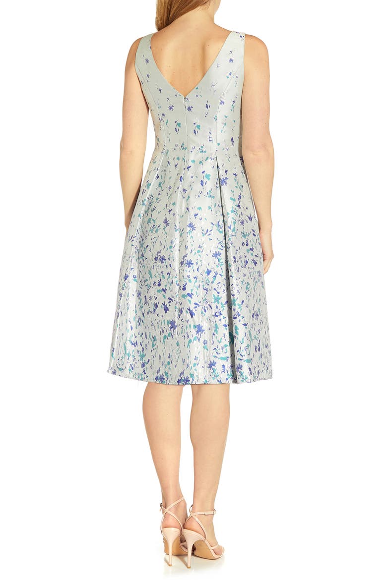 Floral Jacquard Fit & Flare Dress, Alternate, color, BLUE MULTI