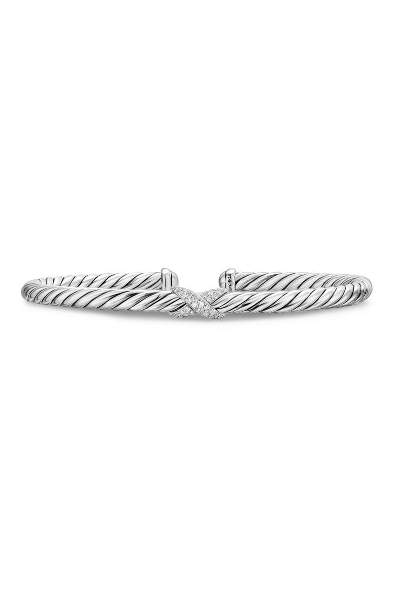 Cable Flex X Station Bracelet in Sterling Silver with Diamonds, 4mm, Main, color, DIAMOND