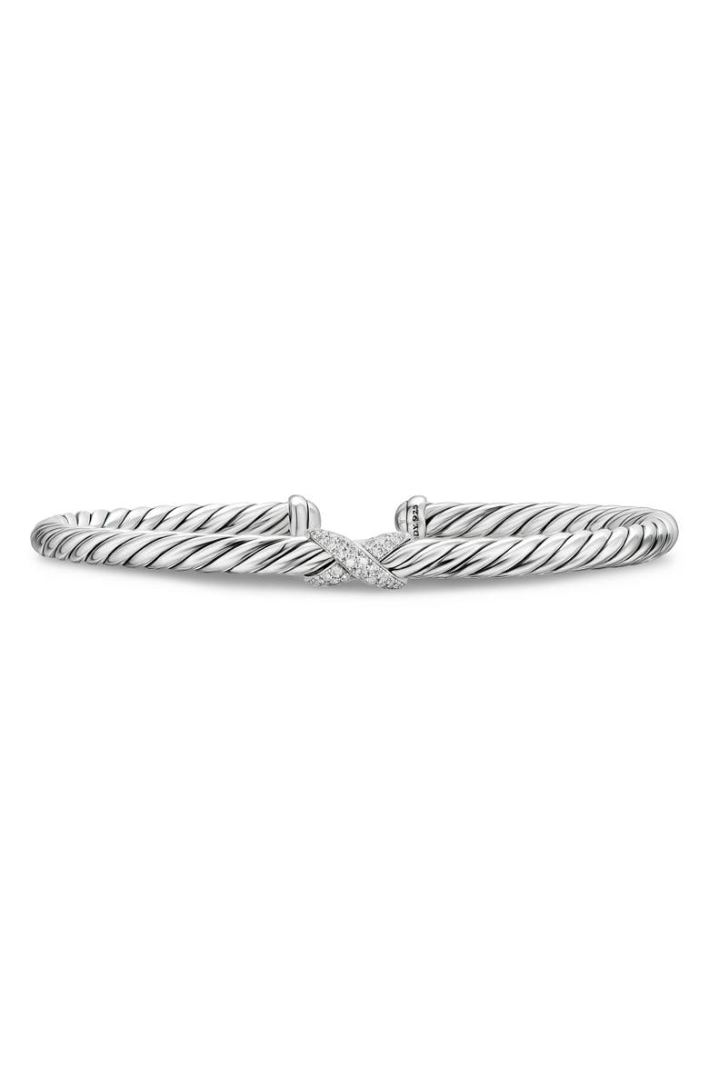 David Yurman Cable Flex X Station Bracelet in Sterling Silver with Diamonds, 4mm, Main, color, Diamond