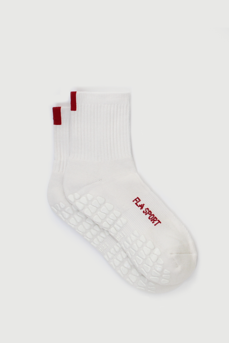 Crimson Sport Quarter Crew Grip Socks, Alternate, color, Crimson