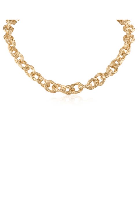 Textured Twisted Oval Link Necklace