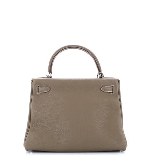 Pre-owned Hermes Hermes Kelly Handbag Grey Togo With Palladium Hardware 28 In Brown