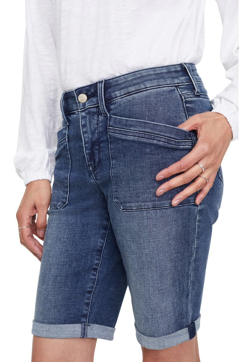 Utility Pocket Rolled Cuff Denim Shorts, Alternate, color, CLEAN LAZARO