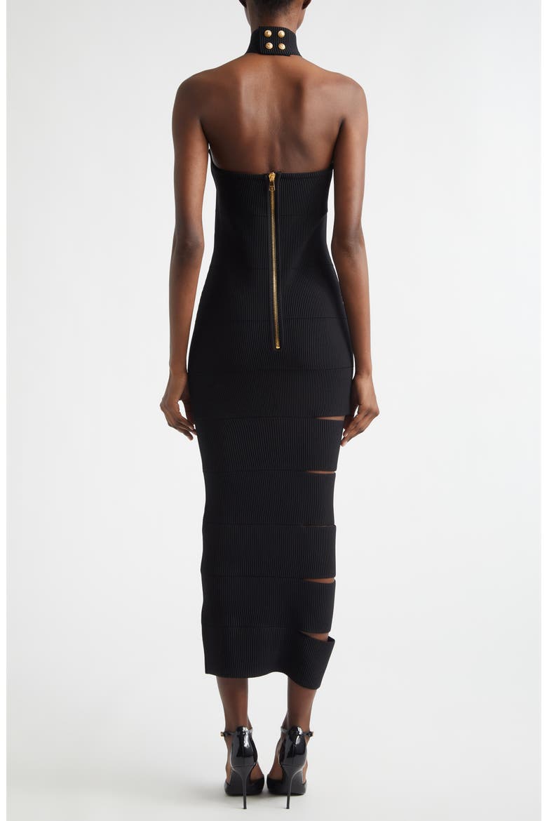 Cutout Chain Detail Rib Sweater Dress, Alternate, color, 0PA BLACK