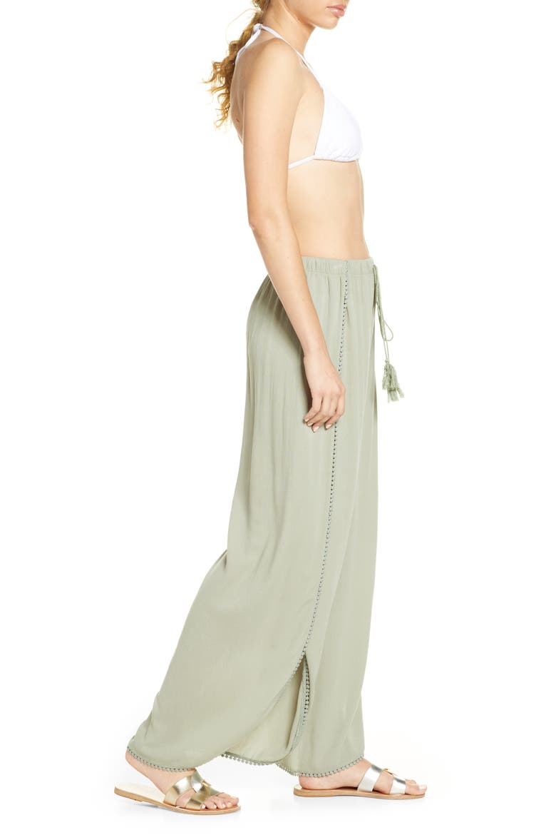 Ana Smocked Split Leg Pants, Alternate, color, GREEN SEAGRASS