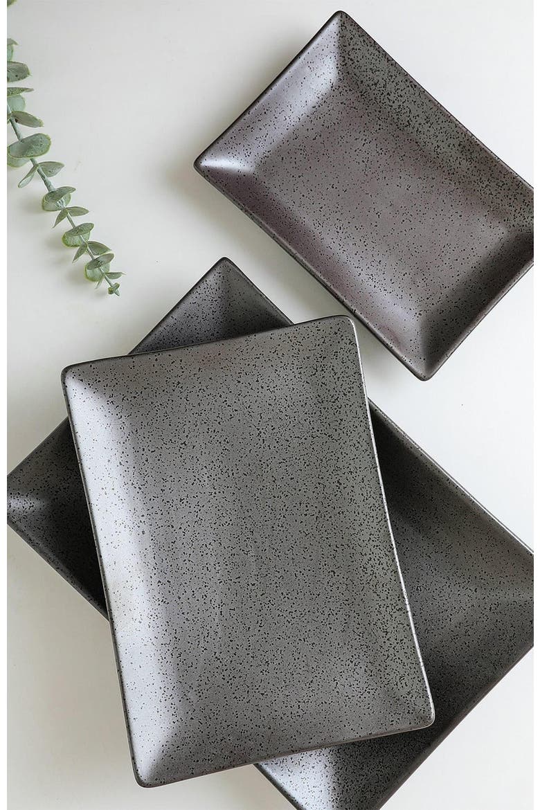 Valencia Porcelain 3-Piece Serving Plate Set, Alternate, color, Metallic Grey