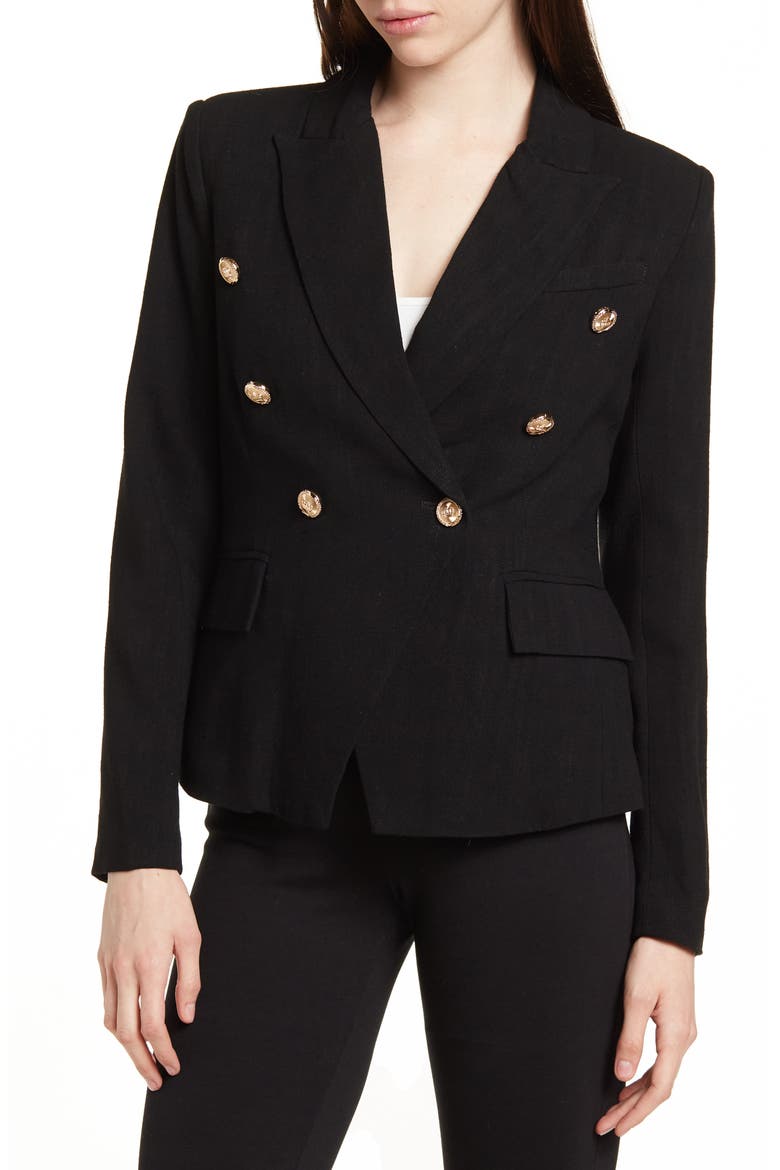 Phelps Peak Lapel Double-Breasted Blazer, Main, color, BLACK