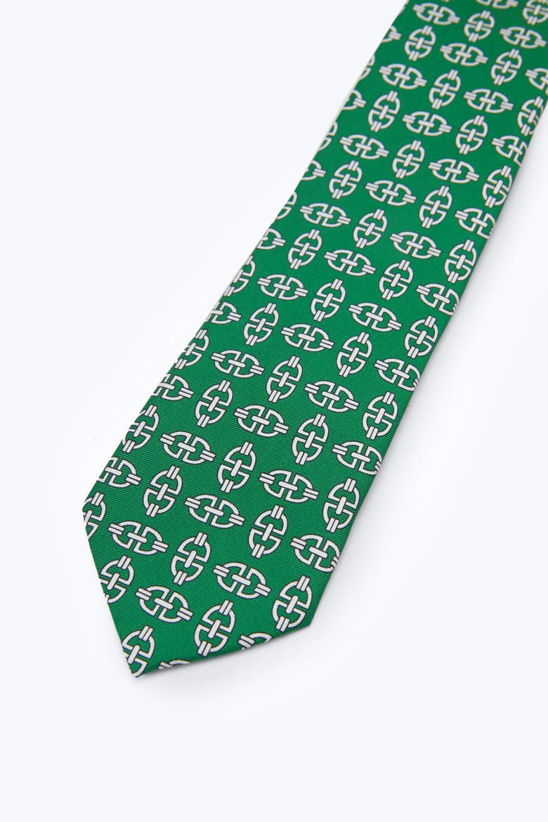Checkerlinks Printed Silk Tie, Alternate, color, Green
