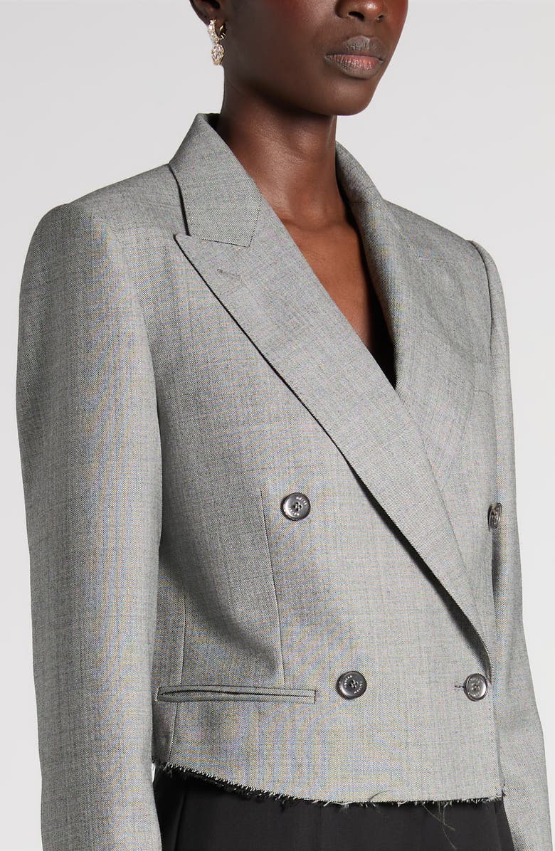 McQueen Crop Double Breasted Wool Blazer, Alternate, color, Black/Ivory