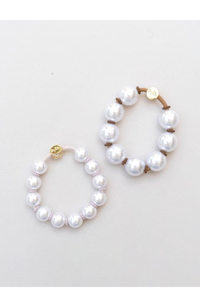 By Lilla At Tiffany's Capsule Beaded Bracelet Hairtie, Main, color, Ivory
