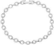 SIMONA Sterling Silver Cubic Zirconia Oval Link Bracelet