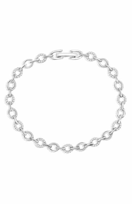 Sterling Silver Cubic Zirconia Oval Link Bracelet