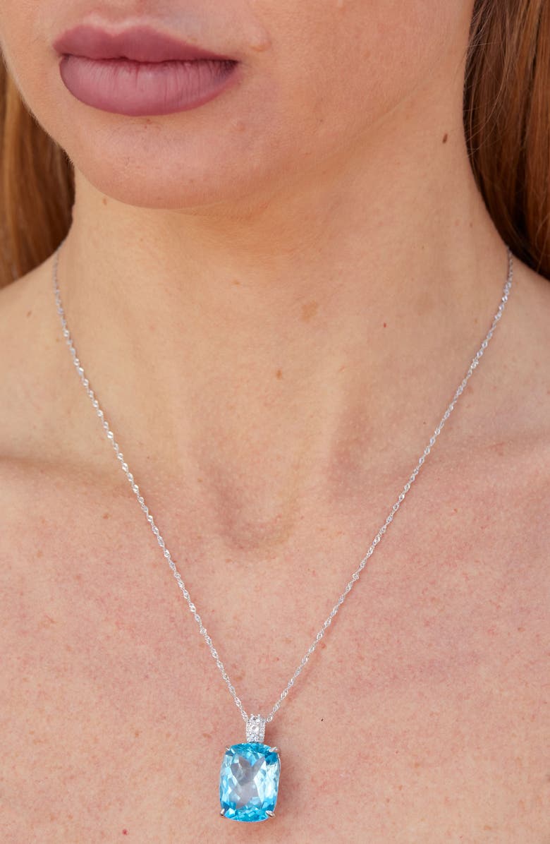 SAVVY CIE JEWELS Swiss Blue Topaz & CZ Pendant Necklace, Alternate, color,