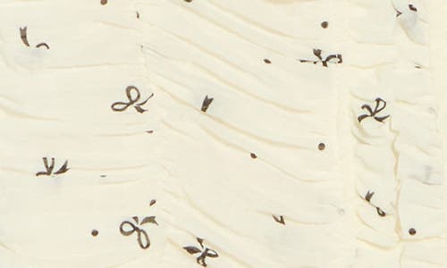 Lush Bow Print Drop Waist Minidress In Ivory Black