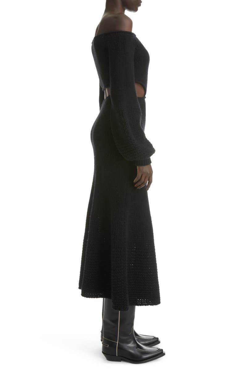 Chloé Cutout Off the Shoulder Wool & Cashmere Midi Dress, Alternate, color, 