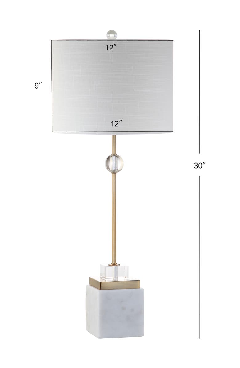 JONATHAN Y Dawson 30" Marble/Crystal LED Table Lamp, Brass, Alternate, color, White/Brass Gold