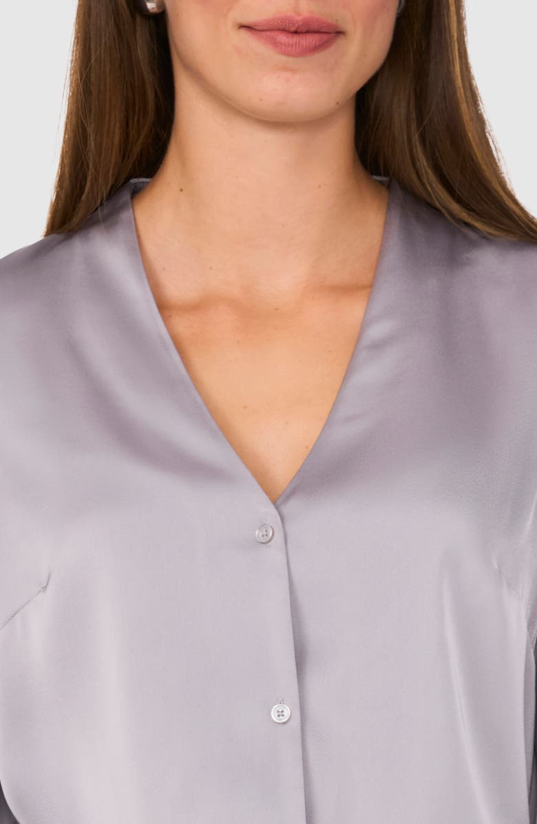 Halogen<sup>®</sup> Collarless Satin Button-Up Shirt, Alternate, color, 