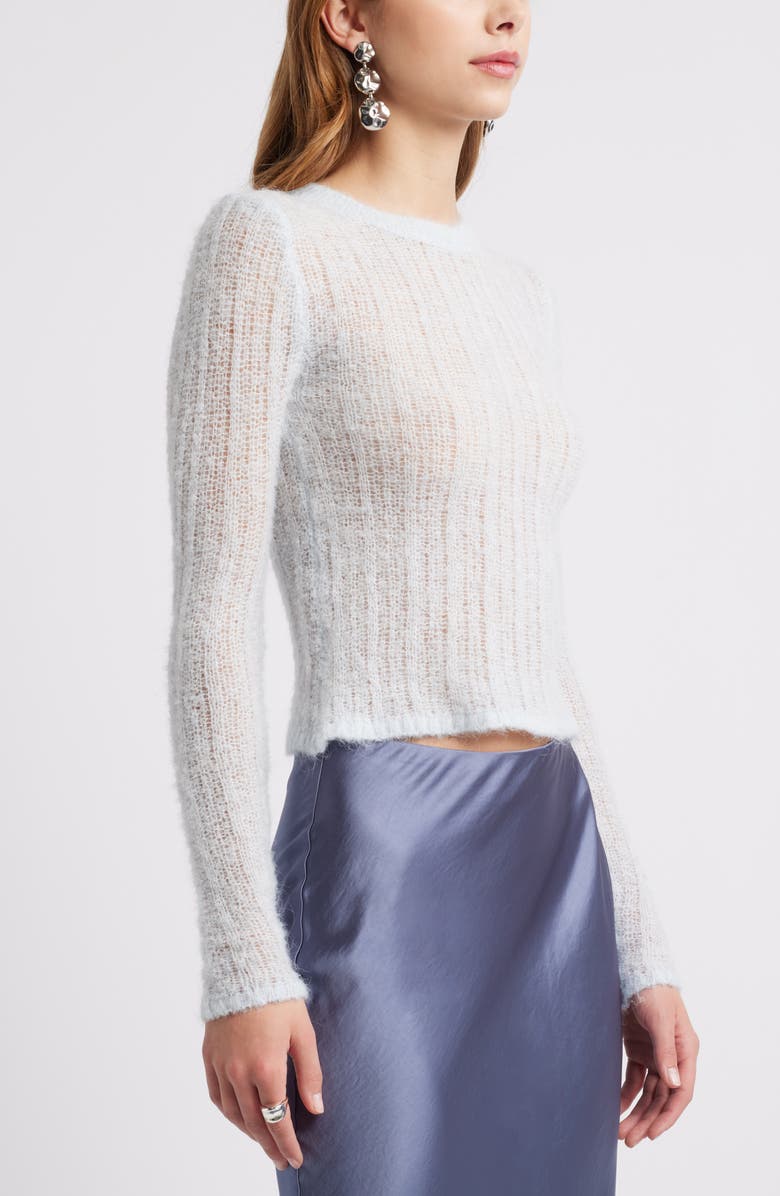 Open Edit Open Knit Fitted Sweater, Alternate, color, Blue Air