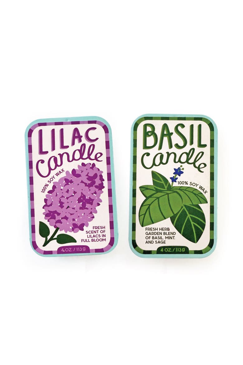 Lilac & Basil Candle Set of 2, Main, color, Purple