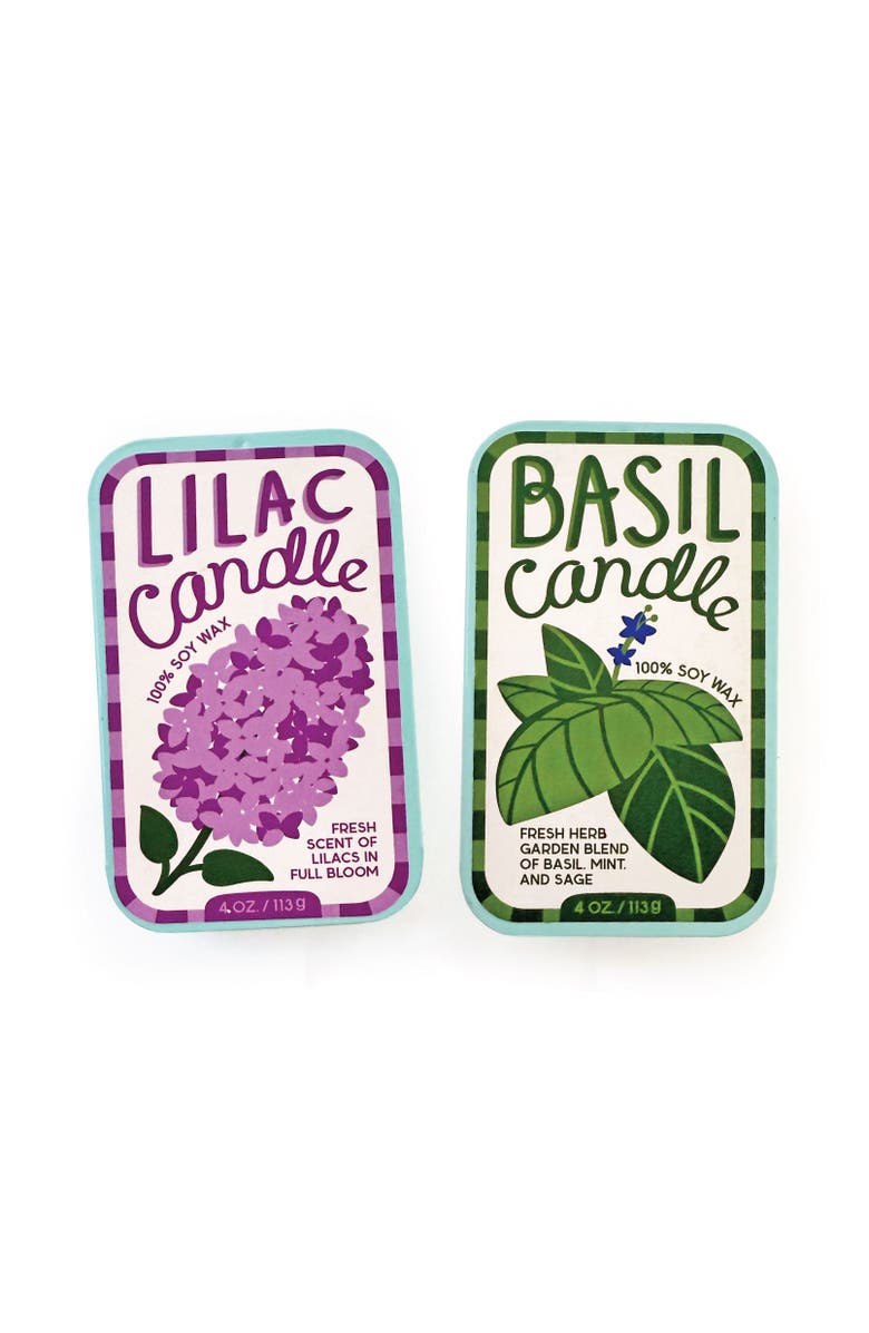 The Neighborgoods Lilac & Basil Candle Set of 2, Main, color, Purple