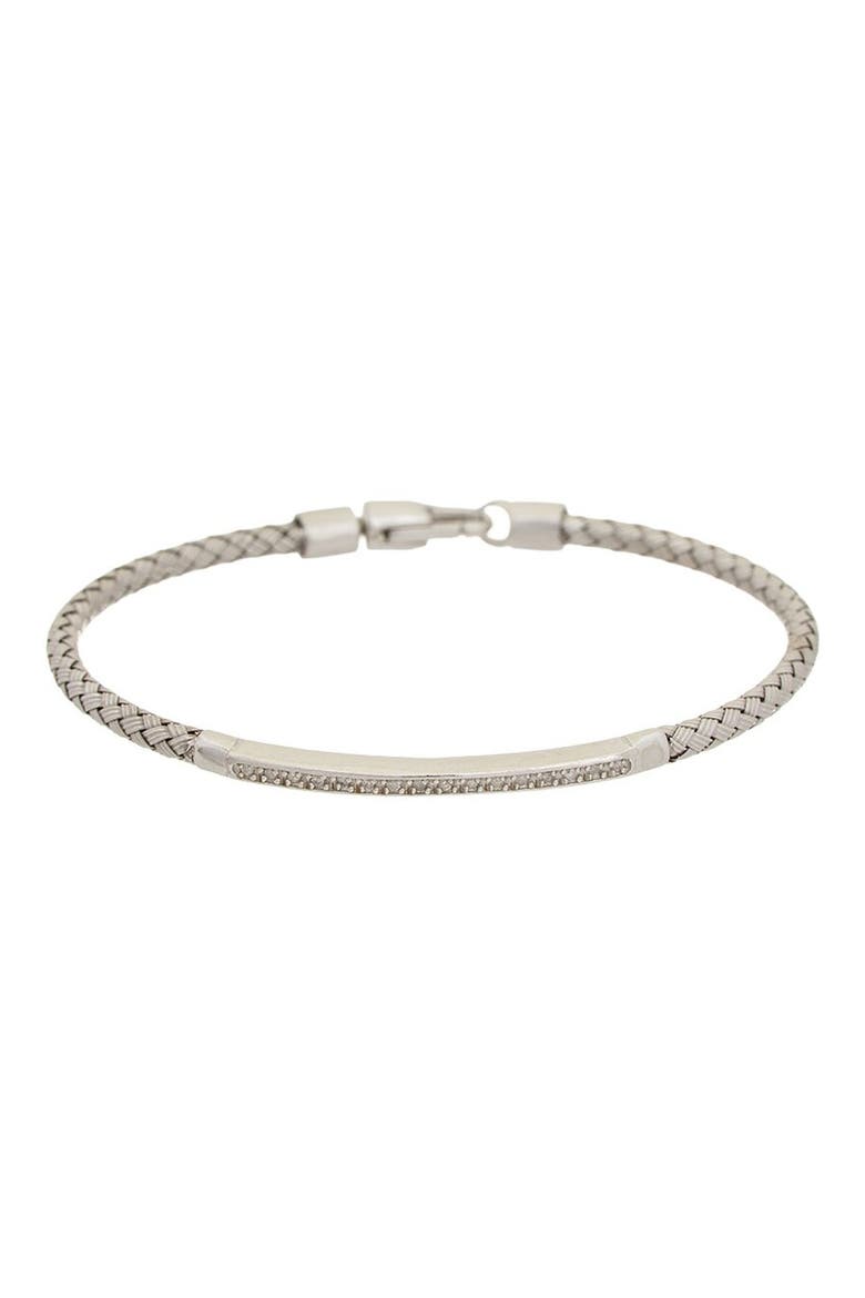 Sterling Silver Diamond Woven Bracelet, Main, color, WHITE