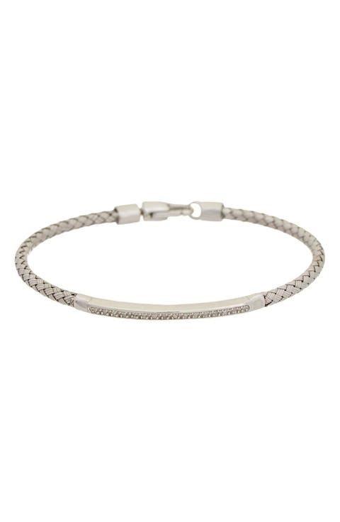 Sterling Silver Diamond Woven Bracelet