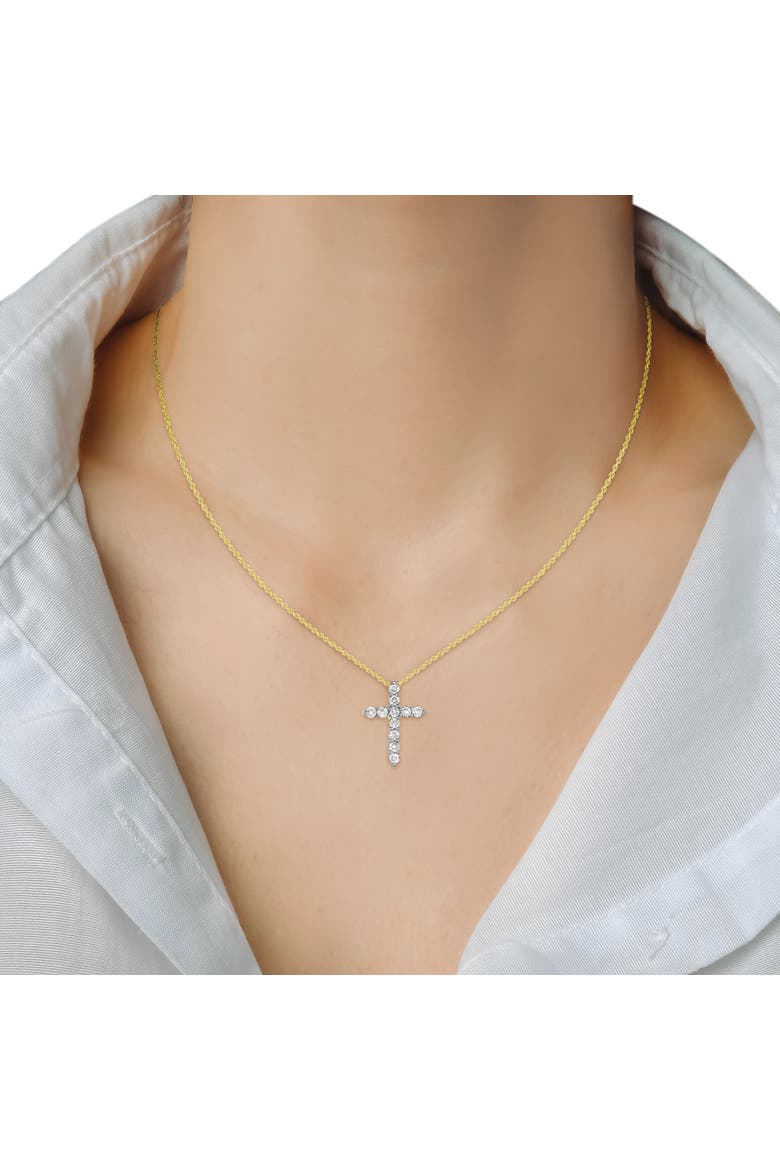 Petite Cross Diamond Pendant in 10K Yellow Gold, Alternate, color, 10K Yellow Gold