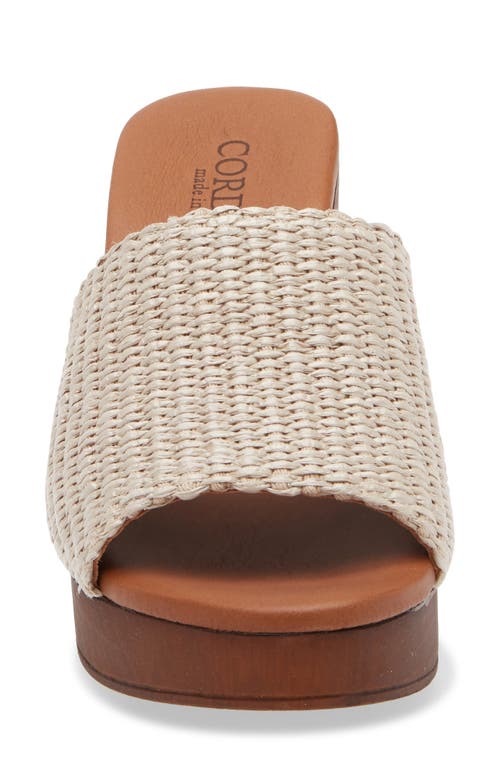 Cordani Waylin Platform Slide Sandal In Raffia Beige