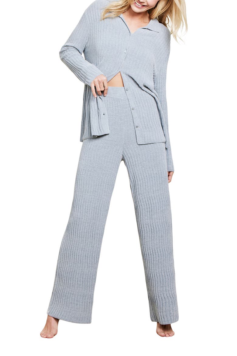 CozyChic® Ultra Lite® Wave Rib Button-Up Shirt, Alternate, color, MOONBEAM