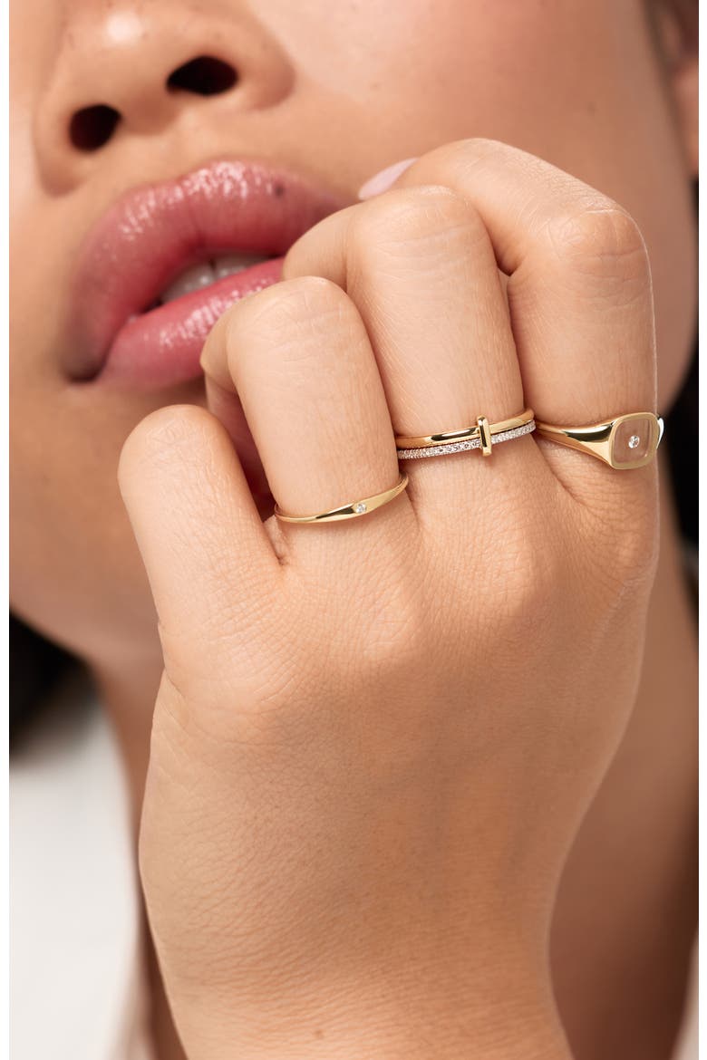 Solid Yellow Gold - Duo Diamond Link Ring, Alternate, color, Two-Tone
