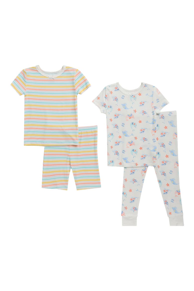 Kids' Dolphins 4-Piece Pajama Set, Main, color, MULTI