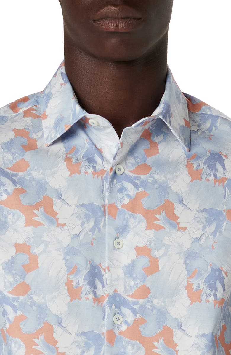 Bugatchi Miles OoohCotton<sup>®</sup> Short Sleeve Button-Up Shirt, Alternate, color, 