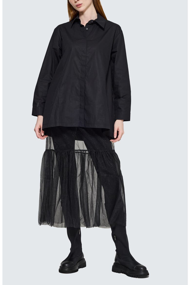 Flanna Ruffled Mesh Skirt, Alternate, color, Black