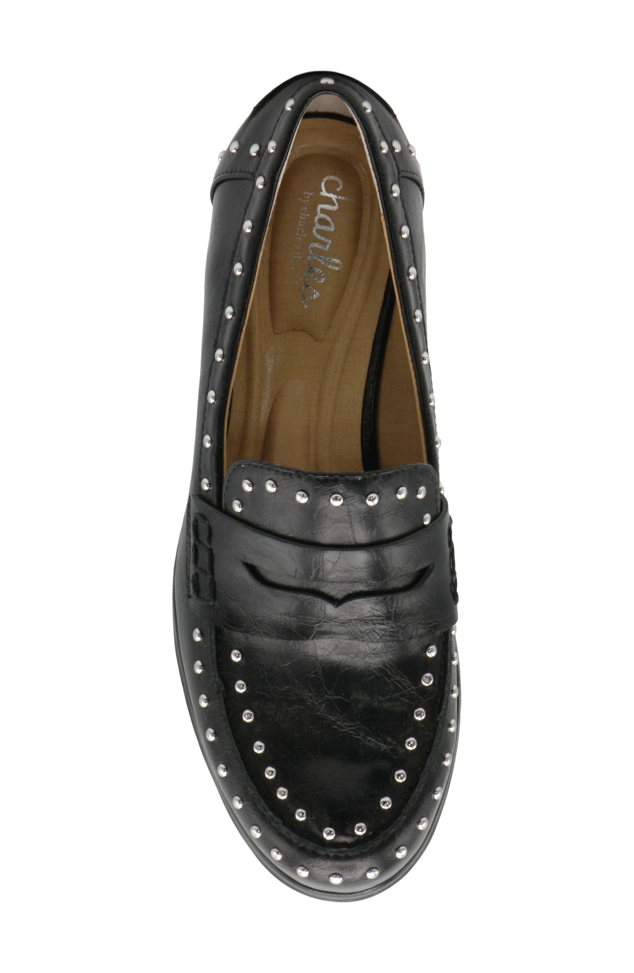Charles by Charles David Basile Studded Penny Loafer, Alternate, color, Black-Ds