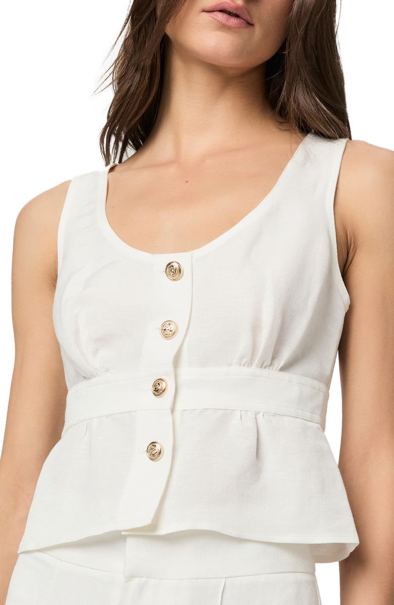 PAIGE Caine Linen Blend Button-Up Tank, Alternate, color, White