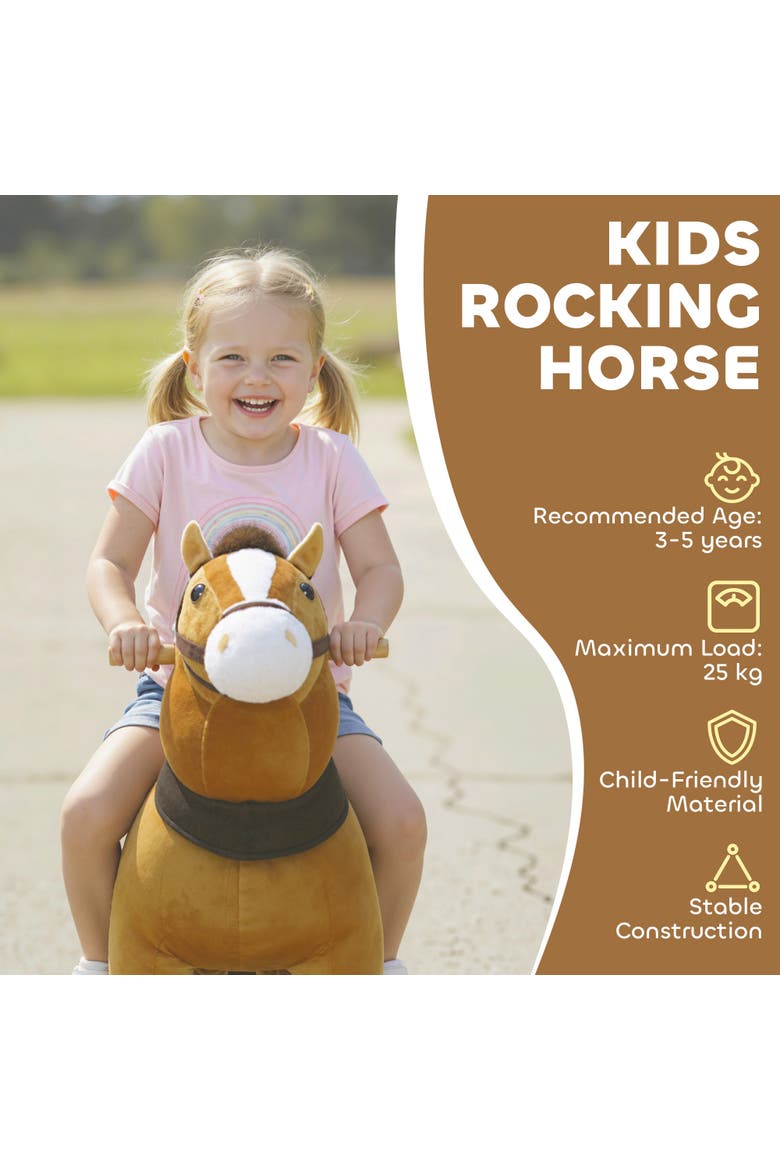 Ride on Horse for Kids Plush Riding Pony Walking Horse Animal with Rolling Wheels for Active Play, Alternate, color, Brown