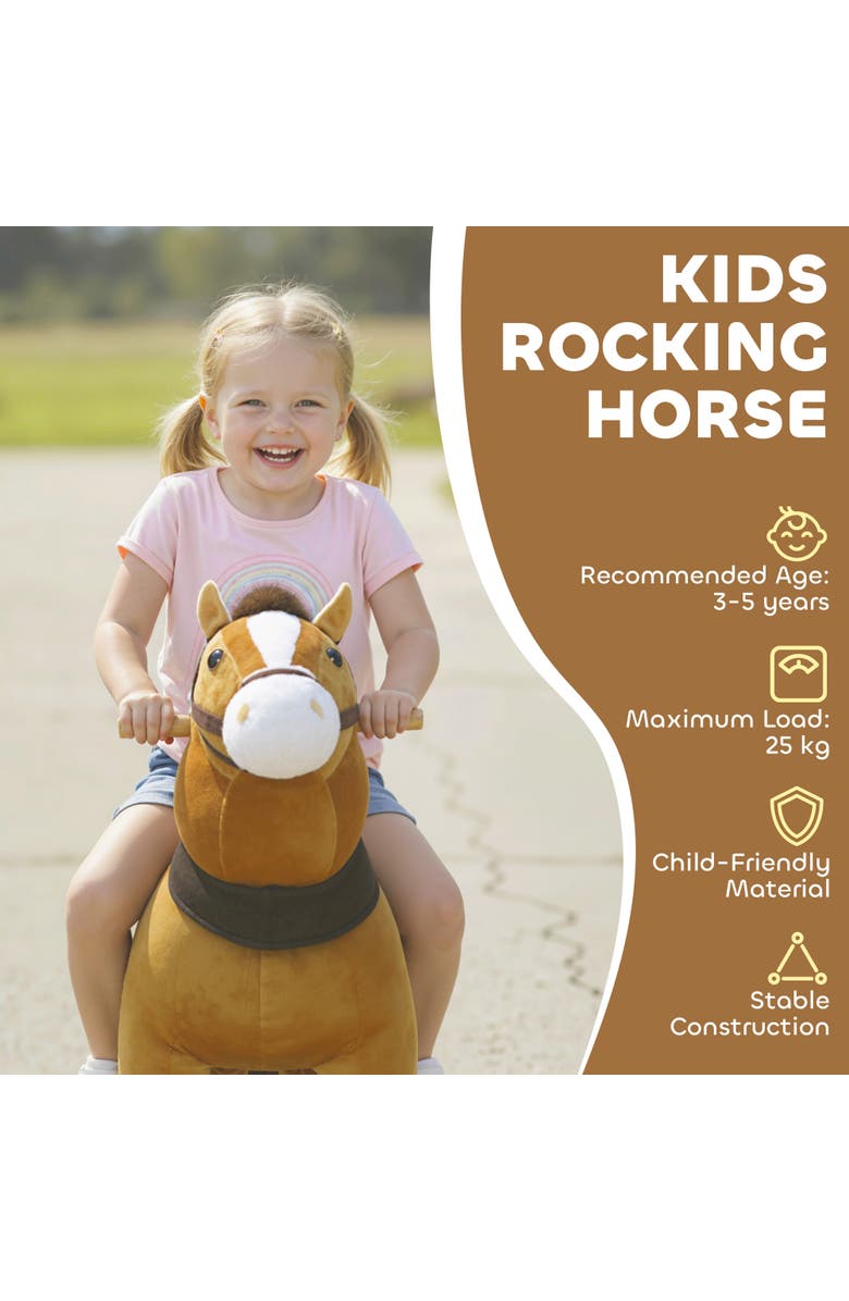Qaba Ride on Horse for Kids Plush Riding Pony Walking Horse Animal with Rolling Wheels for Active Play, Alternate, color, Brown