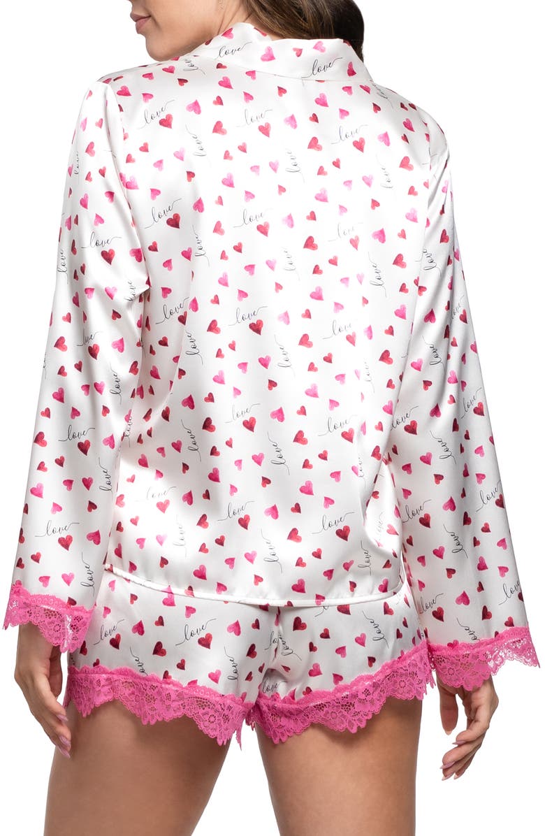 In Bloom by Jonquil Alyssa Heart Print Satin Pajamas, Alternate, color, Ivory