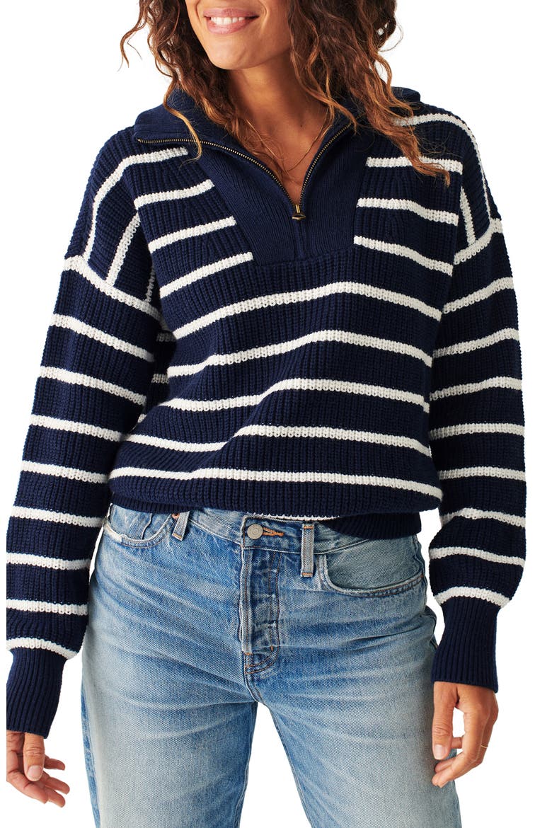 Mariner Stripe Quarter Zip Sweater, Main, color, NAVY MULTI