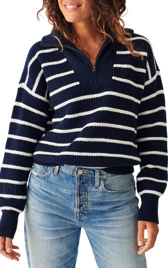 Mariner Stripe Quarter Zip Sweater