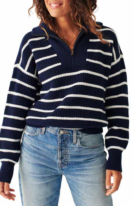 Mariner Stripe Quarter Zip Sweater