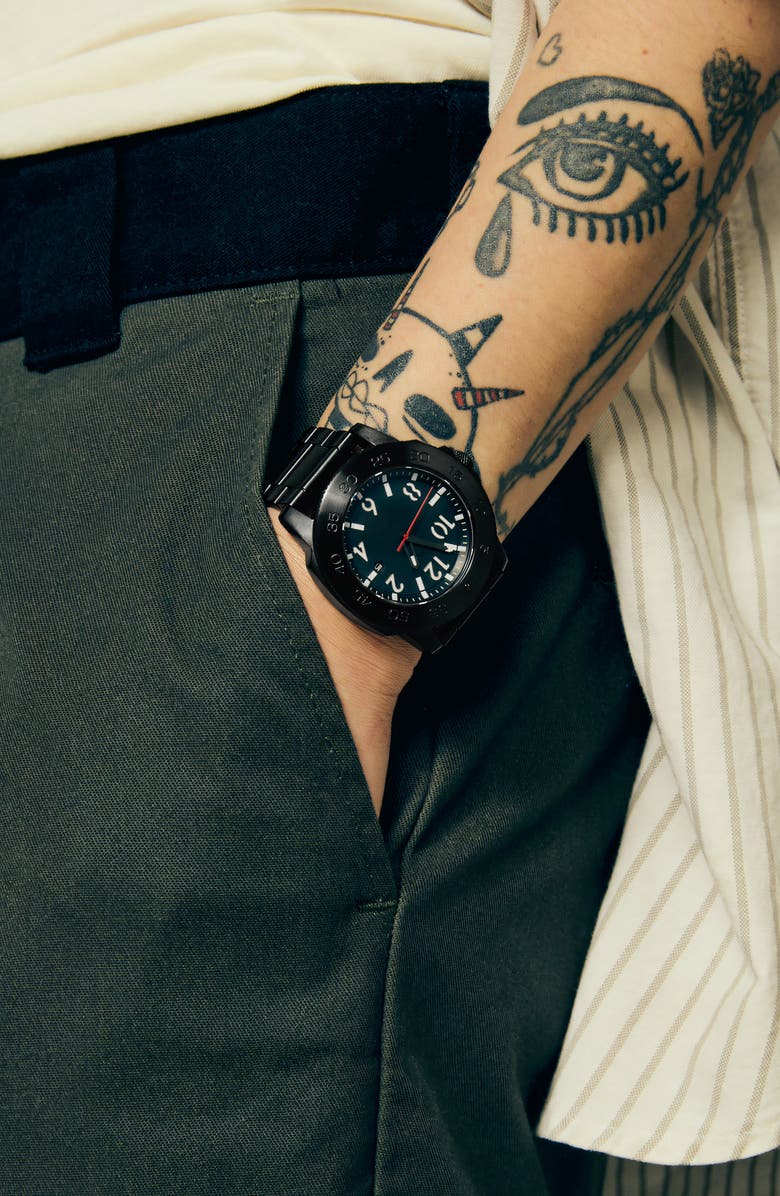 Nixon Smyth 44 Bracelet Watch, 44mm, Alternate, color, Super Black / Black