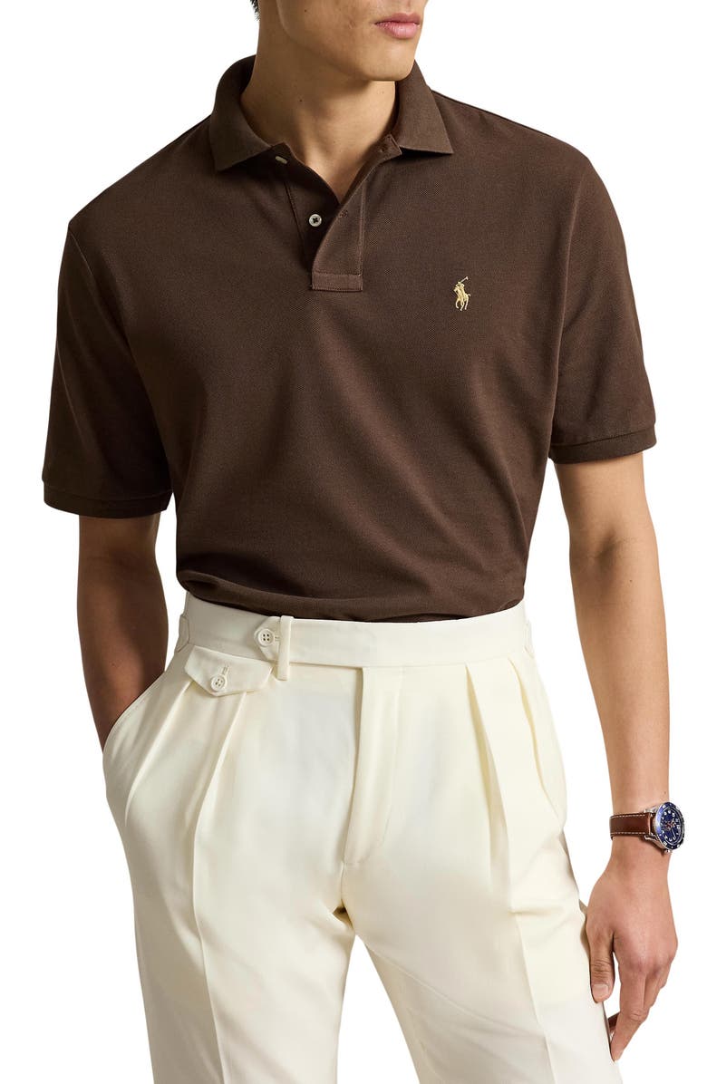 Polo Ralph Lauren The Iconic Solid Cotton Piqué Polo, Main, color, Nutmeg Brown