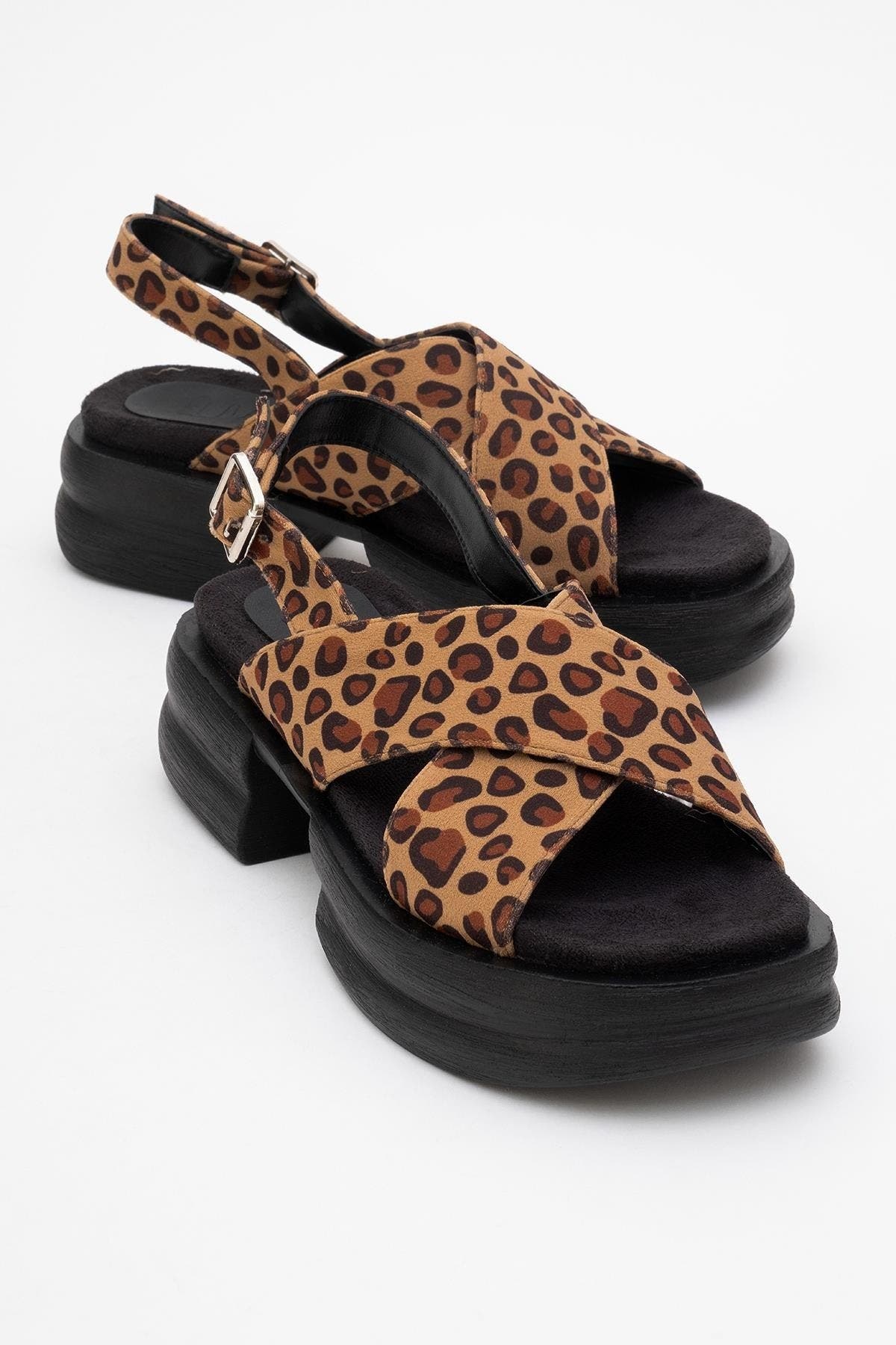 Prologue Shoes Lungo Cross-Strap Wedge Sandal, Alternate, color, Leopard Faux Leather