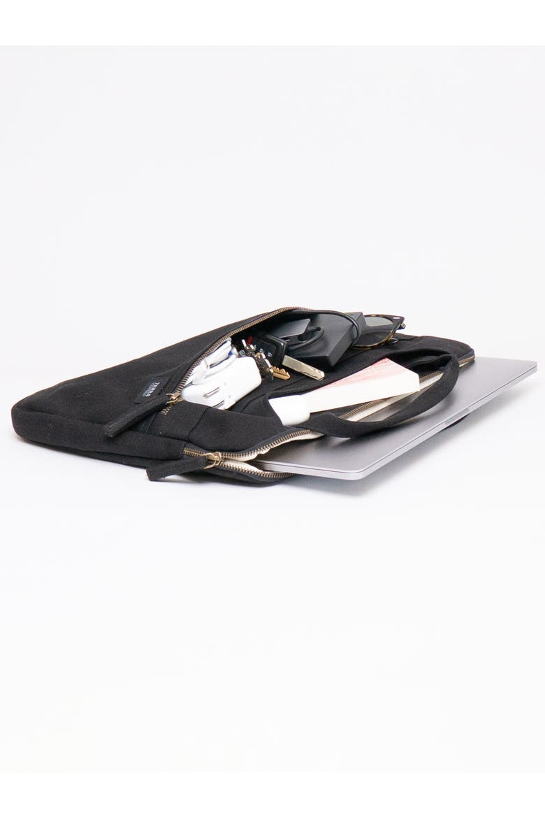 Organic Cotton Laptop Sleeve With Handles, Alternate, color, Ivory Black