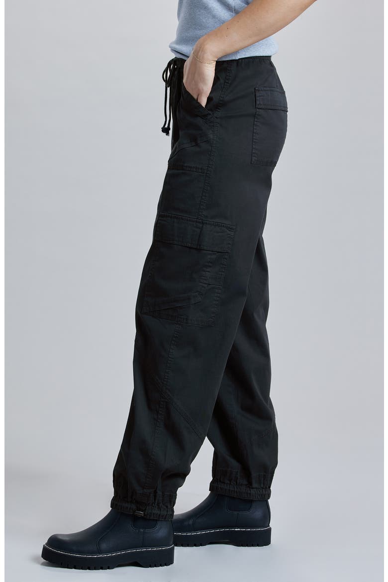 Kammi Stretch Cotton Twill Cargo Pants, Alternate, color, BLACK